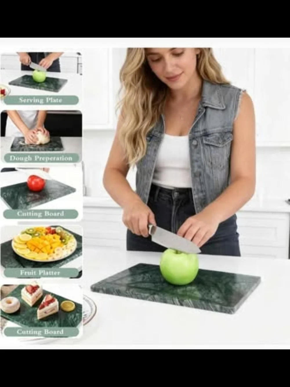 Green Marble Cutting Board - Premium Kitchen Tool